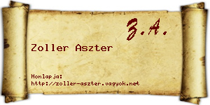 Zoller Aszter névjegykártya